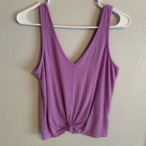 Purple Tie Front Tank Top